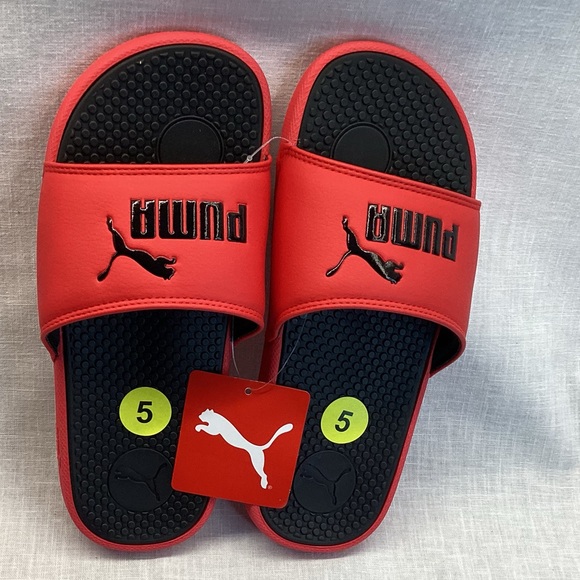 PUMA COOL CAT JR YOUTH KID’S SLIDES SANDALS COLOR: RED AND BLACK - Picture 4 of 9